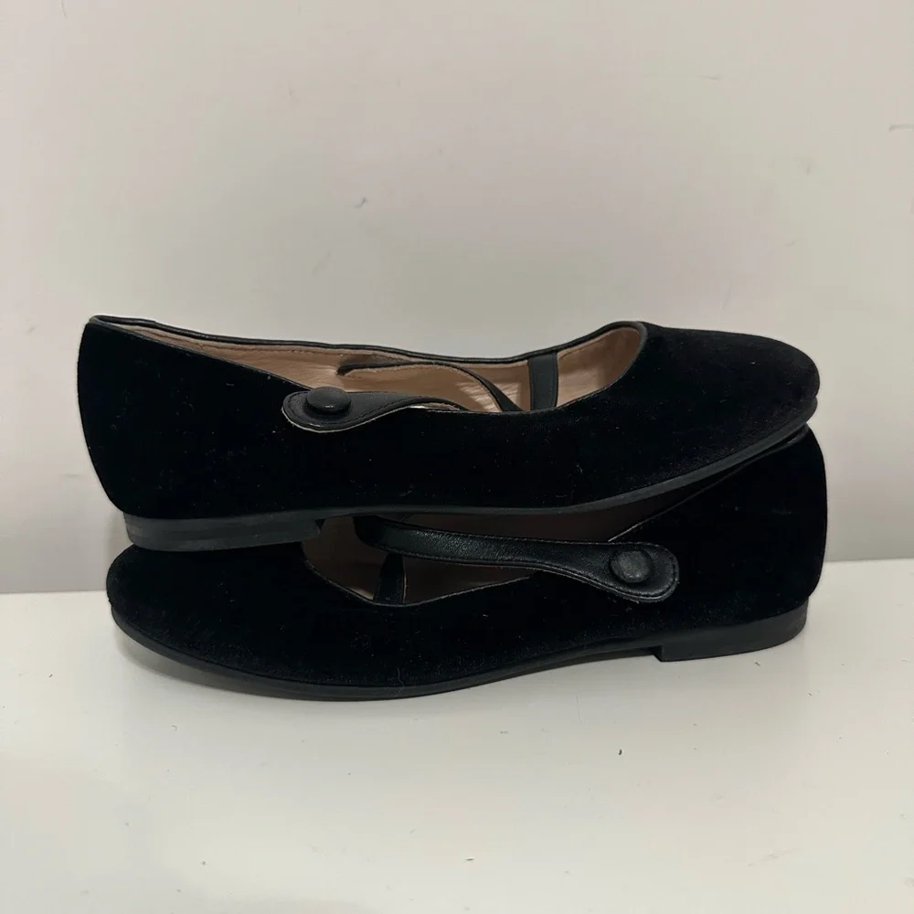London Kids Black Velvet Strap Shoes Girl’s Size (EU)32 (US) 1 Made In Italy